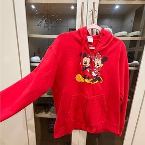 Disney Red Hoodie with Mickey & Minnie Graphic